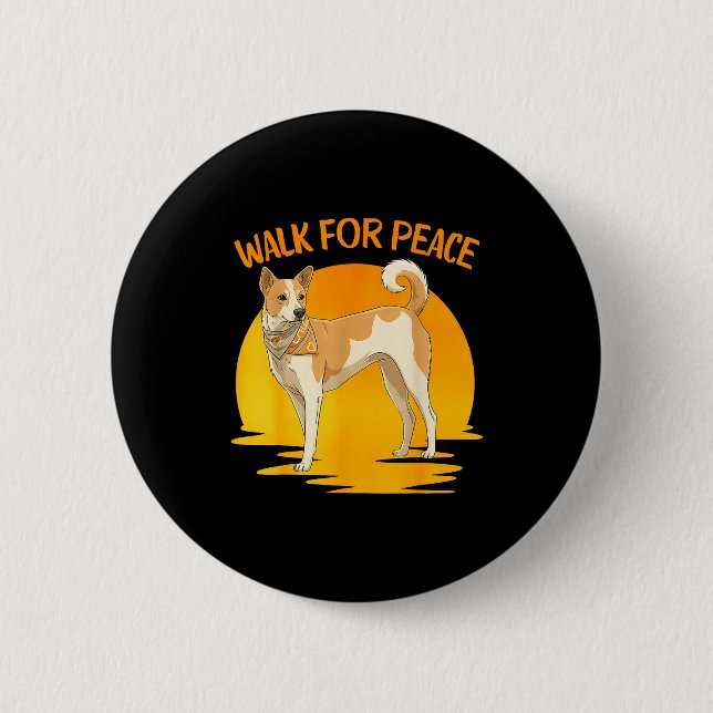With Walk Peace Aloka Dog Minimalist Button (Front)
