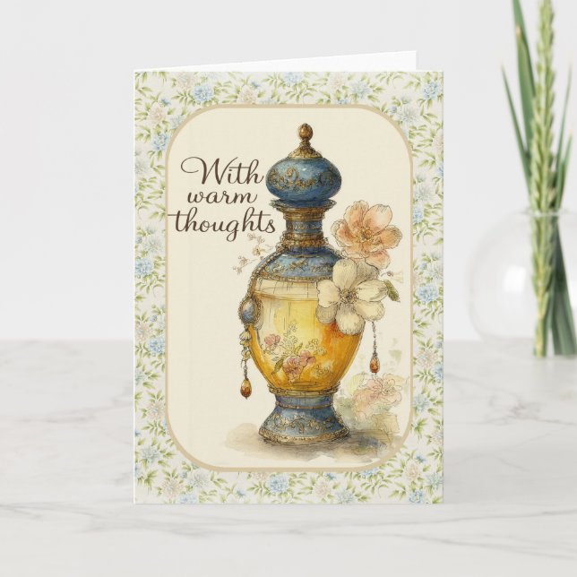 With Warm Thoughts | Floral Vintage Greeting Card (Front)