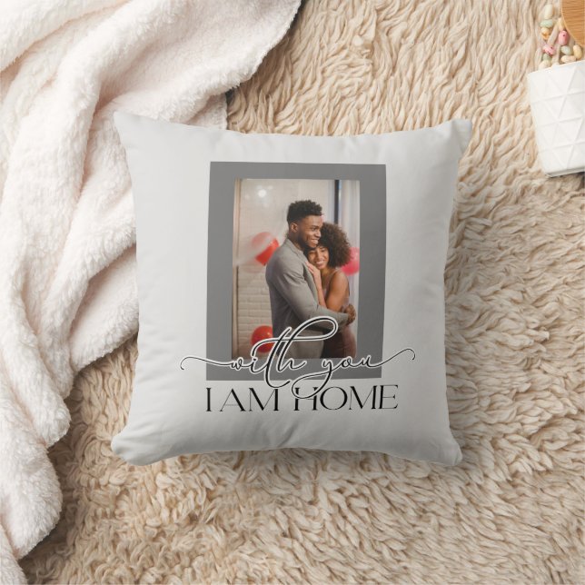 With You I am Home Family Photo Template  Throw Pillow (Blanket)