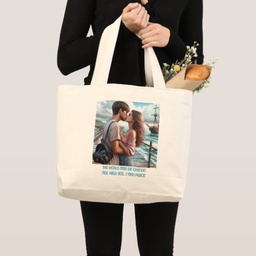 With You I Find Peace Large Tote Bag