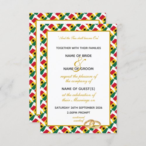 WITHDRAWN Elegant GHANA with Gold Script Wedding Invitation