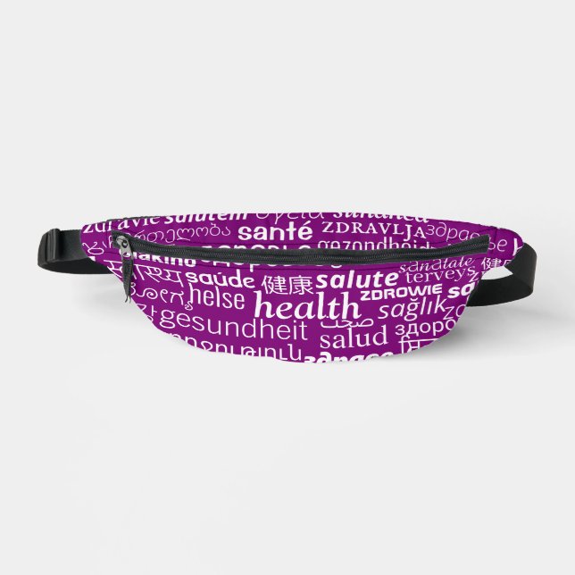 Withe Text Purple Fanny Pack - Health (Front)