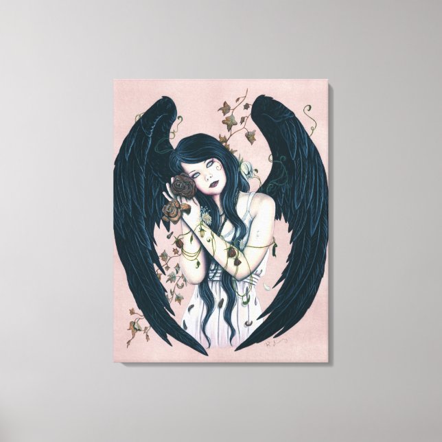 Wither Gothic Angel Decay Pink Wrapped Canvas Print (Front)