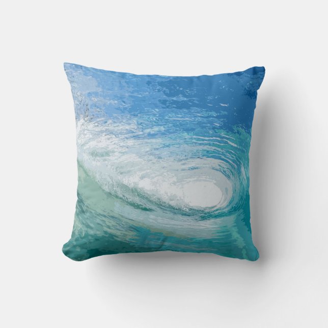 Within the Blue Ocean Waves Artwork | Throw Pillow (Front)