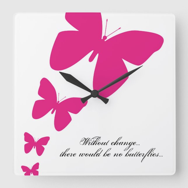 Without Change, there would be no butterflies Square Wall Clock (Front)