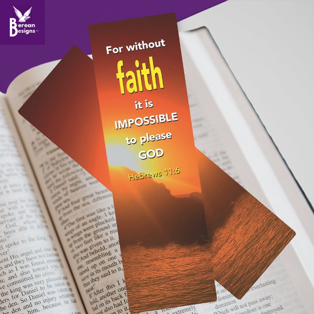 WITHOUT FAITH Hebrews 11:6 Christian Bookmarks (WITHOUT FAITH Christian bookmark with popular Bible verse. Ideal book gift for Christian book lovers)