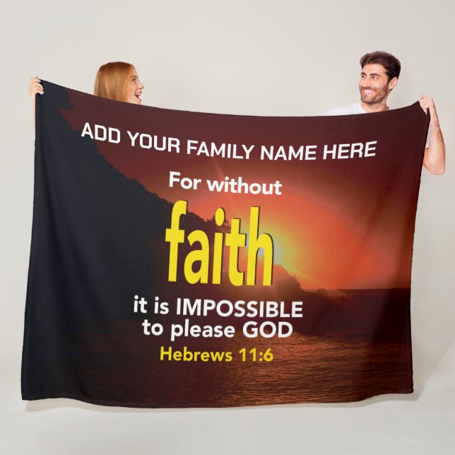 WITHOUT FAITH Hebrews Christian Bible Family Name Fleece Blanket (In Situ)