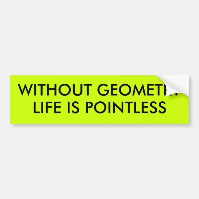 WITHOUT GEOMETRY LIFE IS POINTLESS BUMPER STICKER (Front)