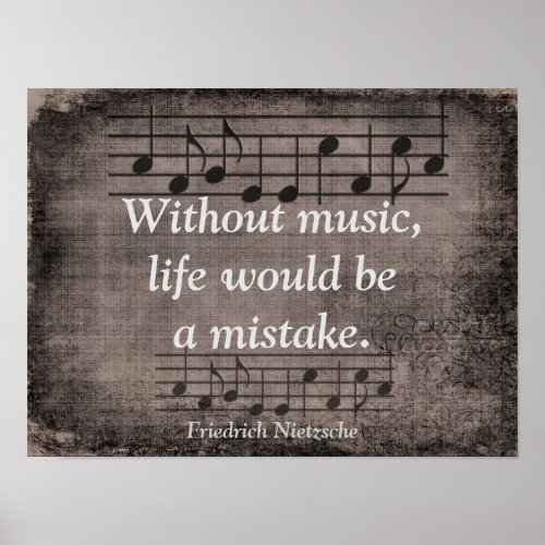 Without Music _ Friedrich Nietzsche quote _ Print