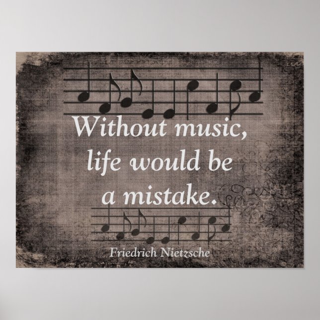 Without Music - Friedrich Nietzsche quote - Print (Front)