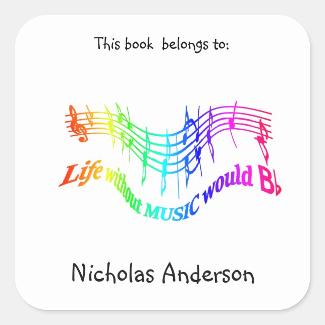 Without Music Life would B Flat Fun Bookplate art (Front)