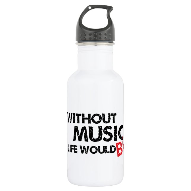 Without Music, Life Would B Flat Water Bottle (Front)