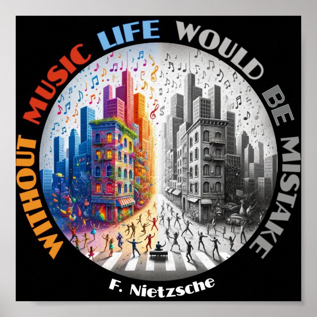 Without Music, Life Would Be a Mistake - Nietzsche Poster (Front)