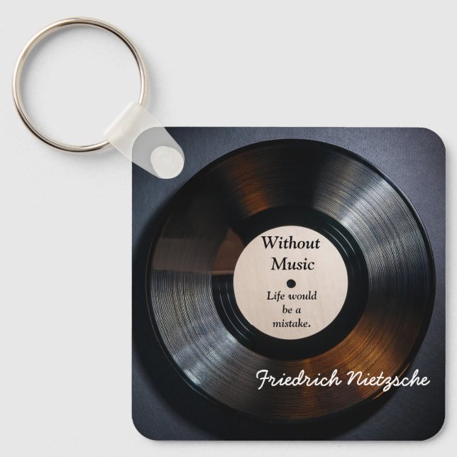 Without Music - Nietzsche quote - art print Keychain (Front)