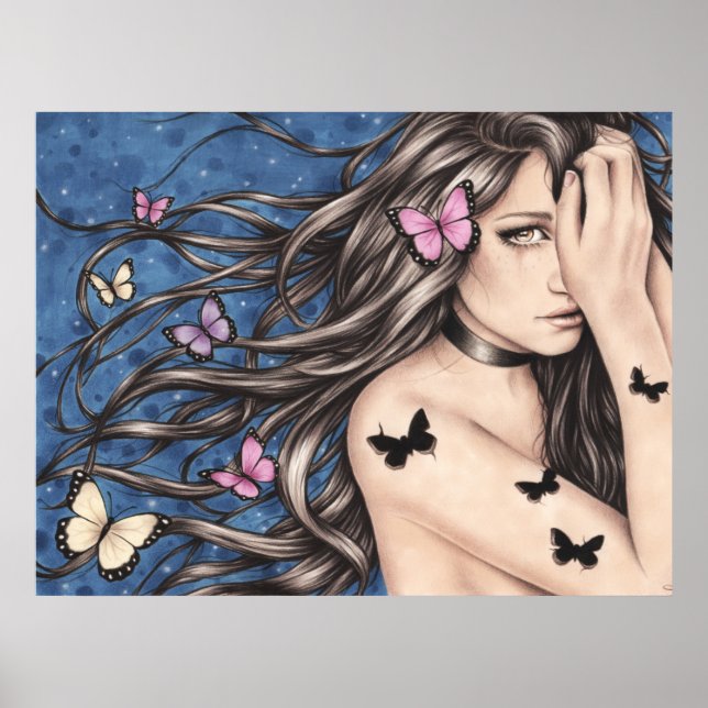 Without my Dreams Girl with Butterflies Poster (Front)
