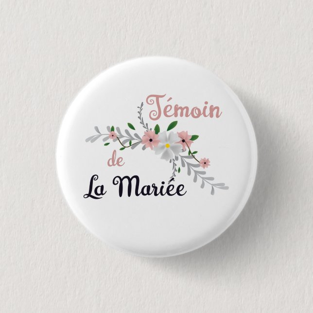 Witness of the Bride - bucolic marriage Button (Front)
