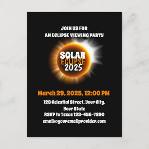Witnessing the Partial Solar Eclipse 3/29/2025 USA Invitation Postcard