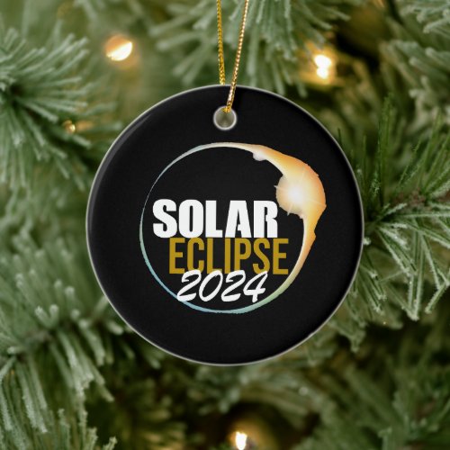 Witnessing the Total Solar Eclipse 482024 USA Ceramic Ornament