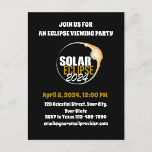 Witnessing the Total Solar Eclipse 4/8/2024 USA Invitation Postcard