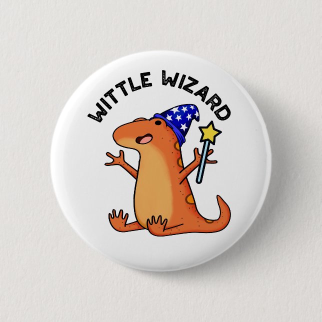 Wittle Wizard Funny Lizard Pun  Button (Front)