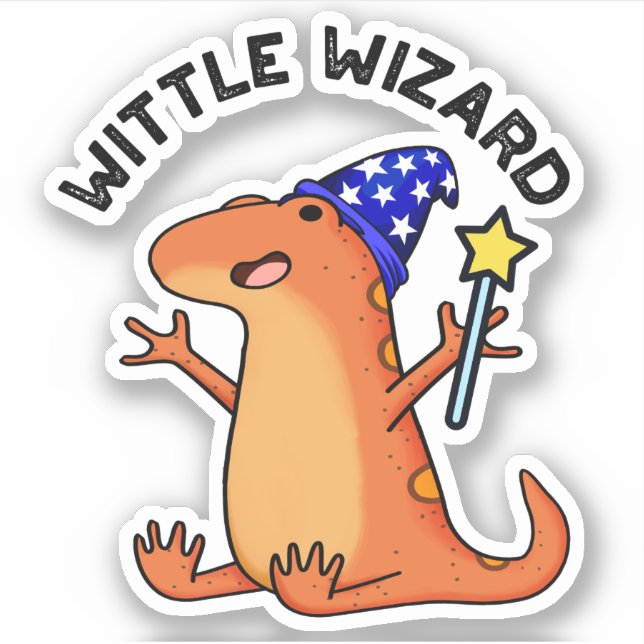 Wittle Wizard Funny Lizard Pun  Sticker (Front)