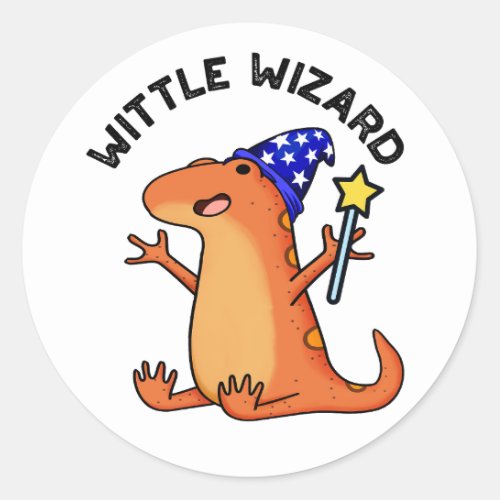Wittle Wizard Funny Lizard Puns Classic Round Sticker