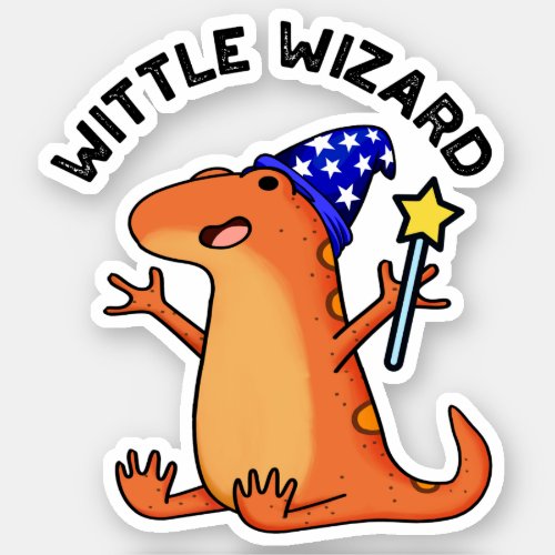 Wittle Wizard Funny Lizard Puns Sticker