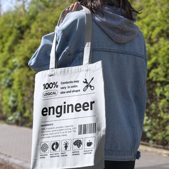 Witty Barcode Engineer Definition Engineering Gift Tote Bag (Creator Uploaded)