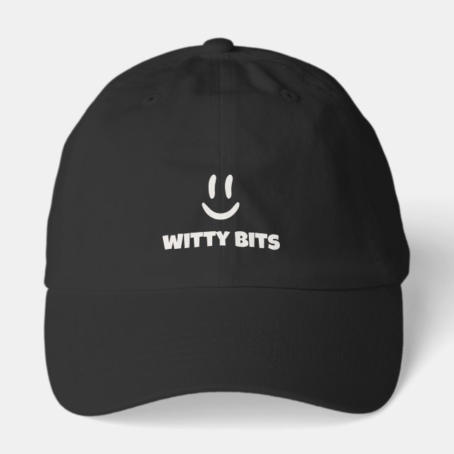 Witty Bits Off-White Smiling Face Logo Hat (Front)