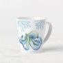 Witty Blue Watercolor Octopus Coastal Latte Mug
