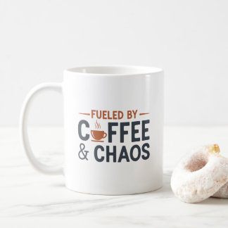 Witty Caffeine Humor Coffee and Chaos Minimalist Mug