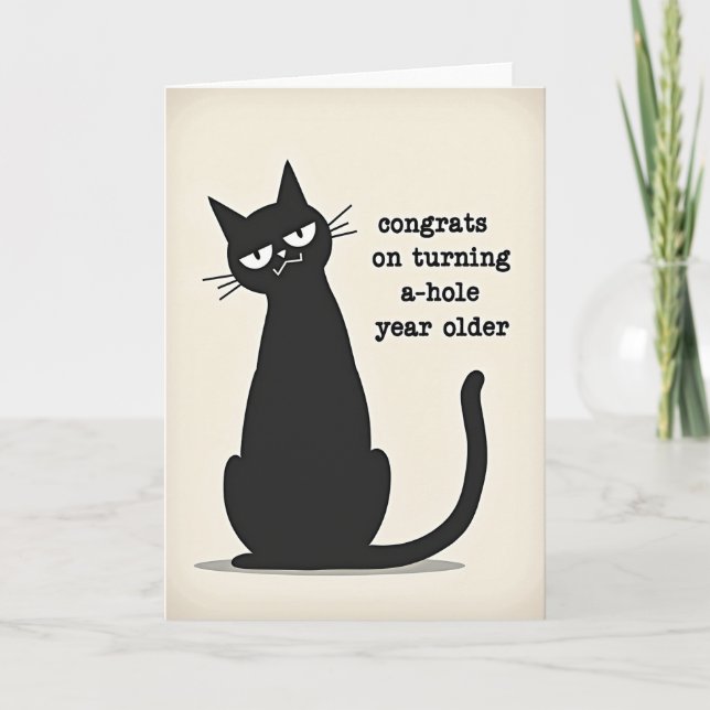Witty Cat Birthday Card (Front)