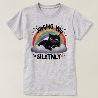 Witty Cat Graphic Tee - Judging You Silently