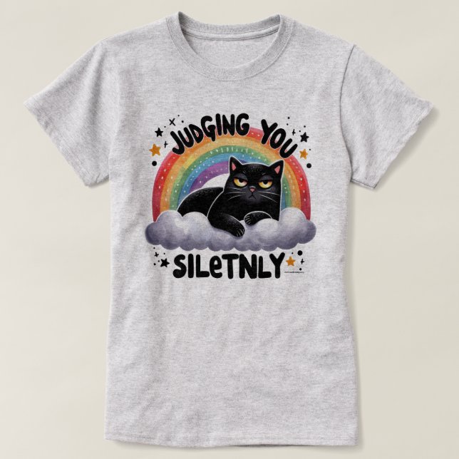Witty Cat Graphic Tee - Judging You Silently (Design Front)
