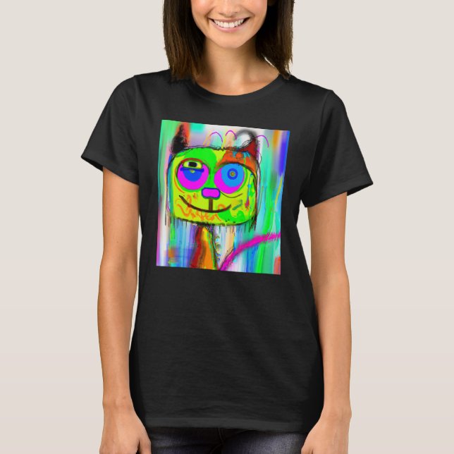 Witty cat meow humorous kitty portrait cute kitten T-Shirt (Front)