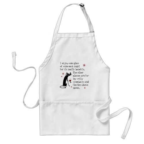 Witty Comebacks Wine Quote Black Cat Adult Apron