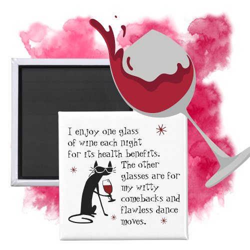 Witty Comebacks Wine Quote Black Cat Magnet
