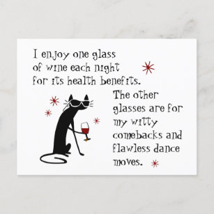 Witty Comebacks Wine Quote Black Cat Postcard