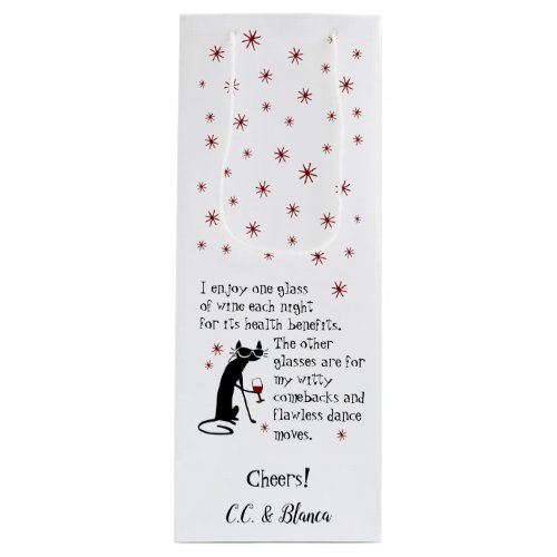 Witty Comebacks Wine Quote Black Cat Wine Gift Bag