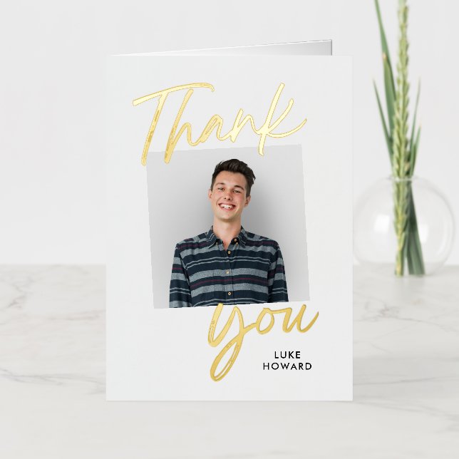 Witty Confidence FOIL Photo Thank You Card (Front)