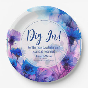 💍 Witty Cornflowers and Lavender Elegance Paper Plates