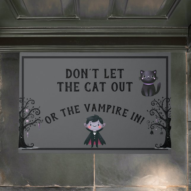 Witty Don't let the cat out vampire halloween Doormat (Creator Uploaded)