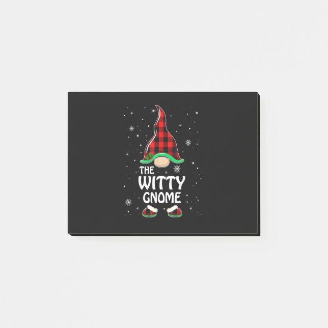 Witty Gnome Buffalo Plaid Matching Family Christma Post-it Notes (Front)