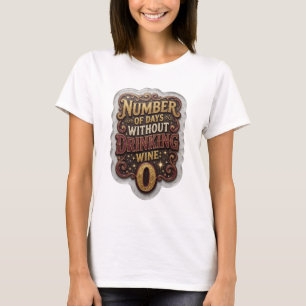 Witty Gold NUMBER OF DAYS WITHOUT DRINKING WINE 0 T-Shirt