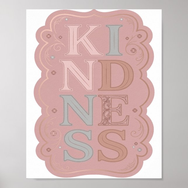 Witty Gray KINDNESS Slogan Design Poster (Front)