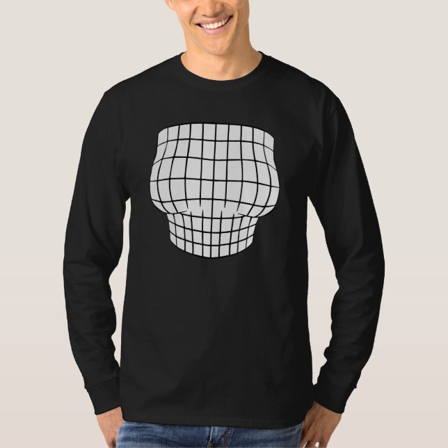 Witty Grid Magnified Chest Optical Illusion Women T-Shirt (Front)