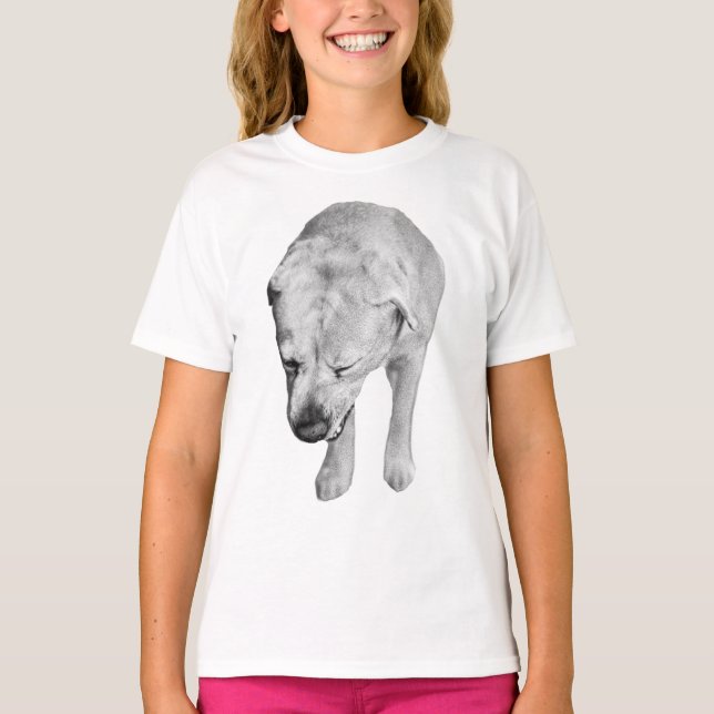 Witty Head-Down Lab, Holiday Glow T-Shirt (Front)