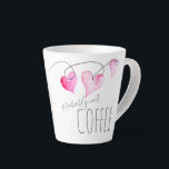 Witty Hearts Valentine's Day Gift Latte Mug<br><div class="desc">Celebrate Valentine’s Day with a clever and witty gift for the wine lover in your life. Our charming wine-themed coffee mugs feature a replica of original watercolor artistry, showcasing a string of hearts and cactus in soft pink and green tones. Humorously inscribed with "Probably Not Coffee" in elegant handwritten script,...</div>