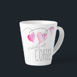 Witty Hearts Valentine's Day Gift Latte Mug<br><div class="desc">Celebrate Valentine’s Day with a clever and witty gift for the wine lover in your life. Our charming wine-themed coffee mugs feature a replica of original watercolor artistry, showcasing a string of hearts and cactus in soft pink and green tones. Humorously inscribed with "Probably Not Coffee" in elegant handwritten script,...</div>