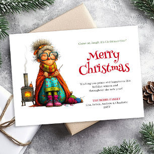 Witty Holiday Woman Editable Digital Greeting Card